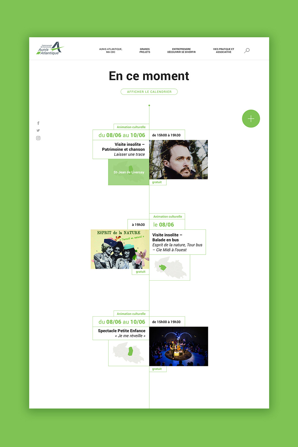 Page agenda du site CDC Aunis Atlantique par Beekom studio La Rochelle
